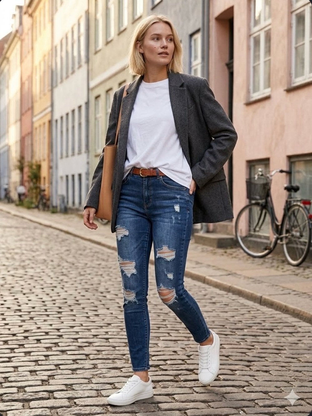 Vince Blue Co Distressed Skinny Jeans Blue Denim Scandi Girl Ripped Edgy Y2K